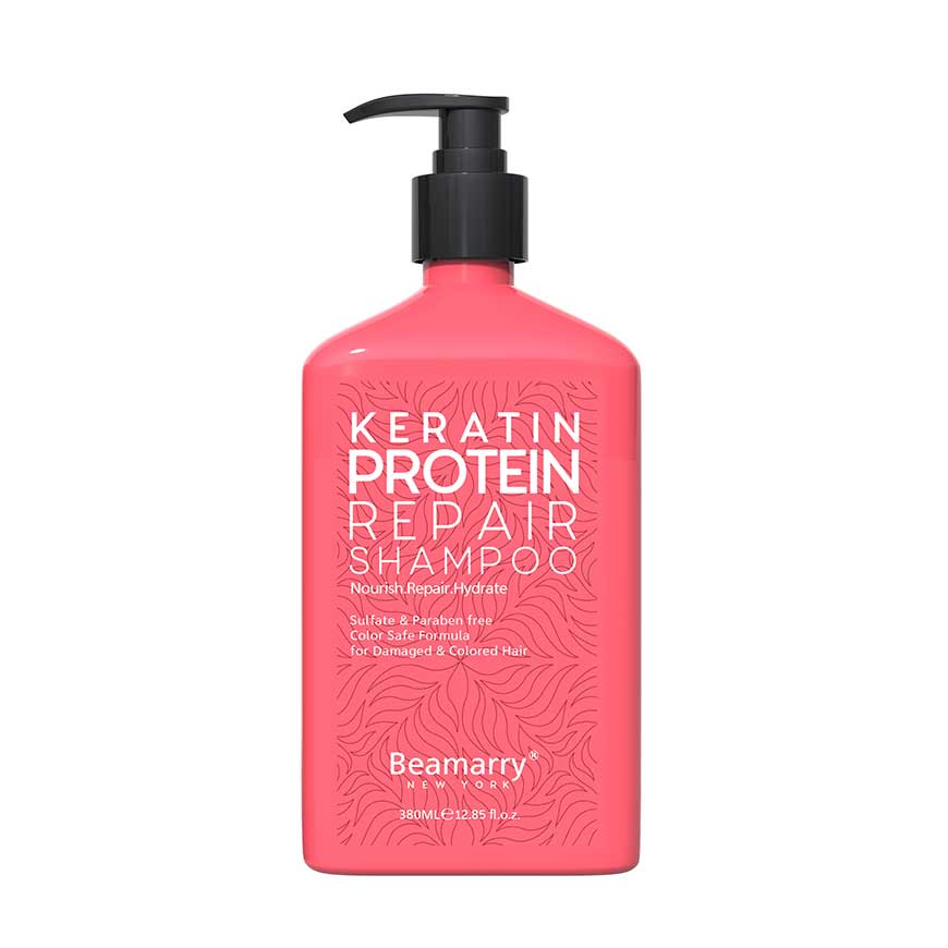 شامپو ترمیم کننده بیمری حاوی کراتین و پروتئین مناسب موهای رنگ شده و آسیب دیده (BEAMARRY-KERATIN-PROTEIN-HAIR-SHAMPOO)