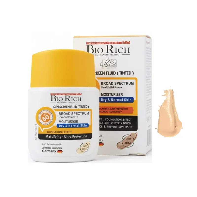 ضد آفتاب بژ روشن بایوریچ مناسب پوست خشک SPF50 حجم 50 میل