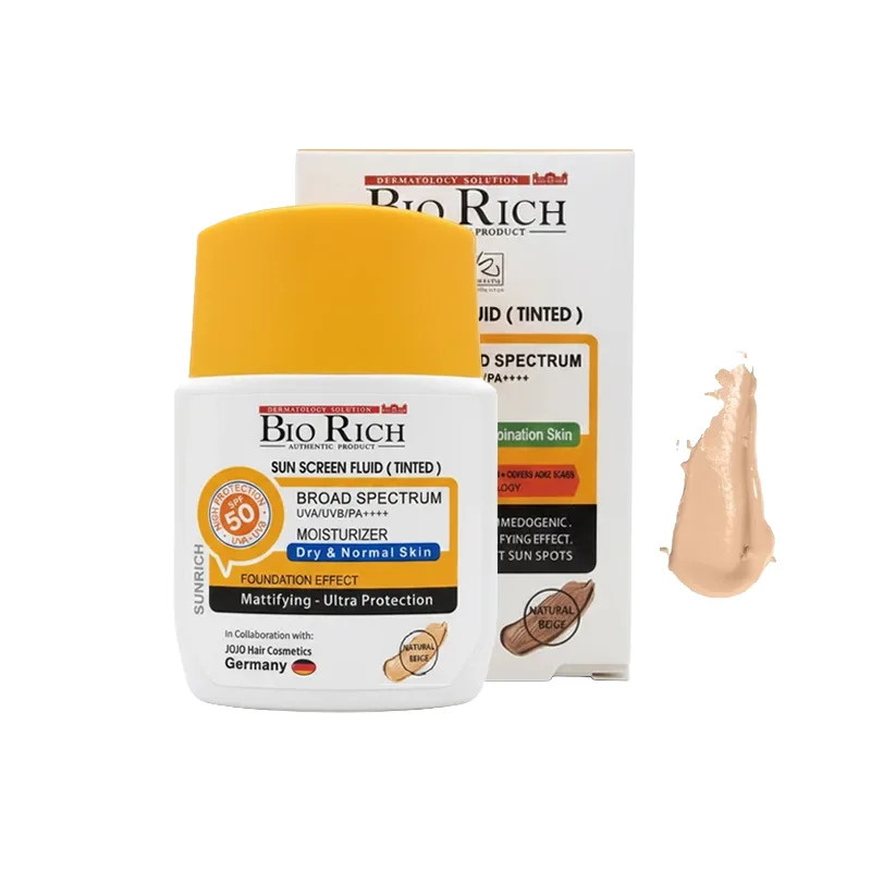  ضد آفتاب بژ طبیعی بایوریچ مناسب پوست خشک SPF50 حجم 50 میل